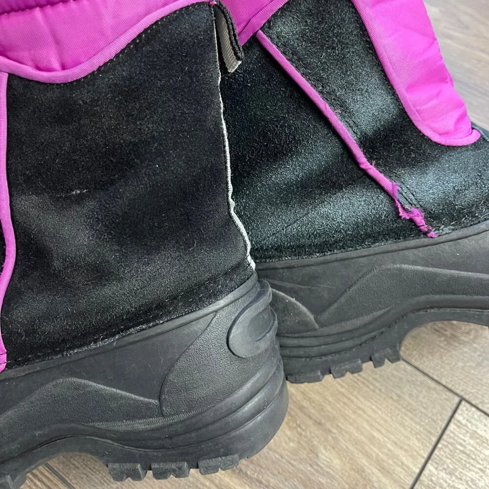 Totes Jean Snow Boots Girls‎ Size 3 Slip On Bungee Closure Suede Leather FAIR